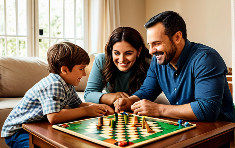 Family Board Game Night** "A family (mother, father, and two children) fully clothed, playing a board game at a warmly lit table in their living room, appropriate attire, safe for work, perfect anatomy, natural proportions, professional family photography, high quality, modest clothing, family-friendly." **