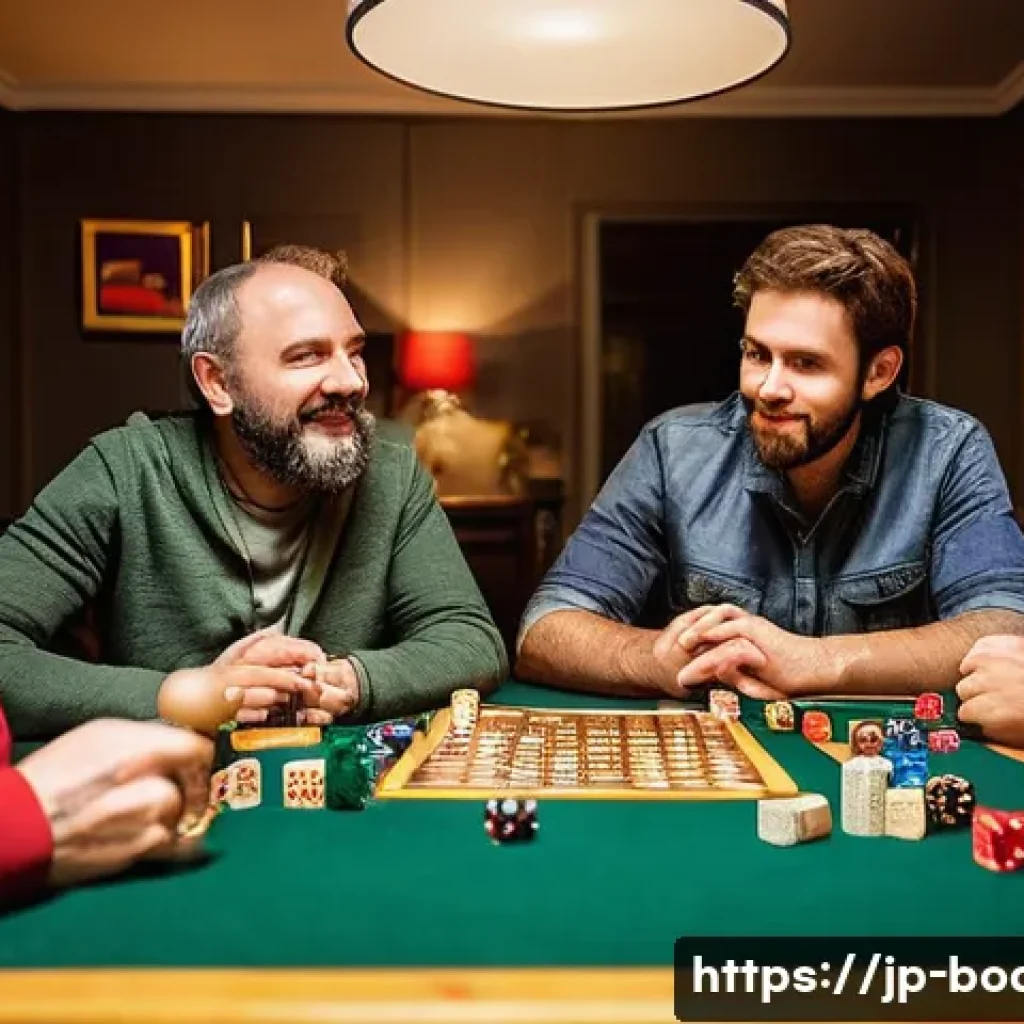 보드게임과 집단 심리 - **Prompt 1: The Emergence of True Personalities at a Board Game Gathering** "A diverse group of ...