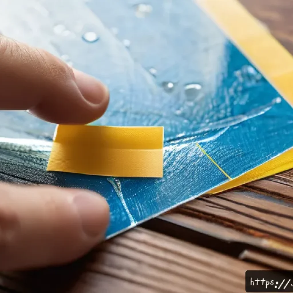 보드게임 수리 방법 - A close-up scene of a well-used board game card being carefully reinforced at its corners with thin,...